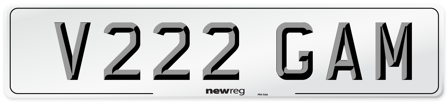 V222 GAM Number Plate from New Reg